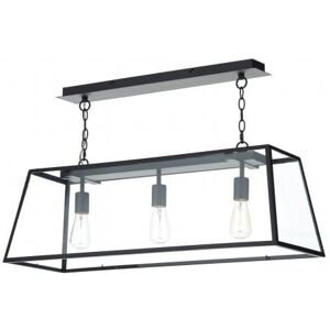 Dar Lighting Dar Academy 3 Light Ceiling Pendant in a Black Finish with Clear Glass Diffuser - Black/Clear Dar Lighting Dar Academy 3 Light Ceiling Pendant in a Black Finish with Clear Glass Diffuser - Black/Clear
