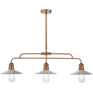 Dar Lighting Dar Adeline 3 Light Ceiling Bar Pendant in Copper Finish with Glass Shades - Dar Lighting Dar Adeline 3 Light Ceiling Bar Pendant in Copper Finish with Glass Shades -