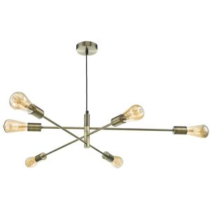 Dar Lighting Dar Alana 6 Light Ceiling Pendant in Antique Brass Finish - Dar Lighting Dar Alana 6 Light Ceiling Pendant in Antique Brass Finish -