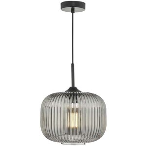 Dar Lighting Dar Demarius Single Light Ceiling Pendant in Smoked Mirrored Glass and Matt Black Finish - Dar Lighting Dar Demarius Single Light Ceiling Pendant in Smoked Mirrored Glass and Matt Black Finish -