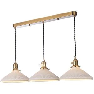 Dar Lighting Dar Hadano 3 Light Bar Ceiling Pendant Light In Natural Brass Finish With Ceramic Shades - Dar Lighting Dar Hadano 3 Light Bar Ceiling Pendant Light In Natural Brass Finish With Ceramic Shades -