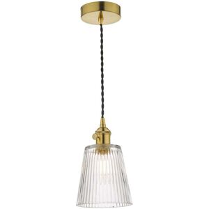 Dar Lighting Dar Hadano Single Light Ceiling Pendant in Natural Brass Finish Complete with Glass Shade - Dar Lighting Dar Hadano Single Light Ceiling Pendant in Natural Brass Finish Complete with Glass Shade -
