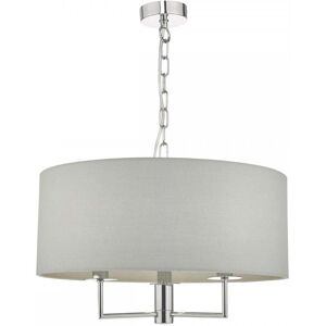 Dar Lighting Dar Jamelia 3 Light Ceiling Pendant In Polished Chrome Finish With Grey Cotton Shade - Dar Lighting Dar Jamelia 3 Light Ceiling Pendant In Polished Chrome Finish With Grey Cotton Shade -