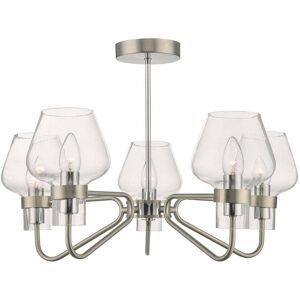 Dar Lighting Dar Keta 5 Light Semi Flush Ceiling Fitting in Satin Chrome Finish Complete with Glass Shades - Dar Lighting Dar Keta 5 Light Semi Flush Ceiling Fitting in Satin Chrome Finish Complete with Glass Shades -