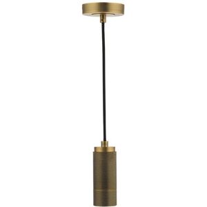 Dar Lighting Dar Knurled Single Light Ceiling Pendant Lamp Holder In Aged Brass Finish With Black Cable - Dar Lighting Dar Knurled Single Light Ceiling Pendant Lamp Holder In Aged Brass Finish With Black Cable -