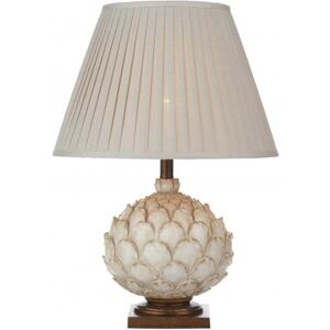 Dar Lighting Dar Layer Large Single Light Table Lamp in Distressed Cream With Cotton Empire Shade - Cream Dar Lighting Dar Layer Large Single Light Table Lamp in Distressed Cream With Cotton Empire Shade - Cream