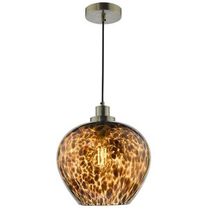 Dar Lighting Dar Leandra Glass Ceiling Pendant Light In Antique Brass Finish With Amber Glass - Dar Lighting Dar Leandra Glass Ceiling Pendant Light In Antique Brass Finish With Amber Glass -