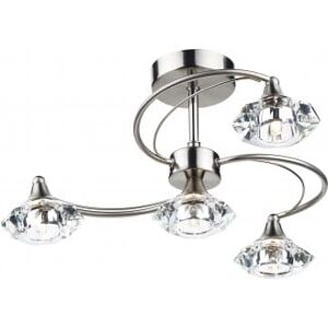 Dar Lighting Dar Luther 4 Light Semi-Flush Ceiling Fitting in a Satin Chrome Finish - Silver/Clear Dar Lighting Dar Luther 4 Light Semi-Flush Ceiling Fitting in a Satin Chrome Finish - Silver/Clear