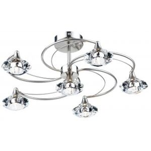 Dar Lighting Dar Luther 6 Light Semi-Flush Ceiling Fitting in a Satin Chrome Finish - Silver/Clear Dar Lighting Dar Luther 6 Light Semi-Flush Ceiling Fitting in a Satin Chrome Finish - Silver/Clear