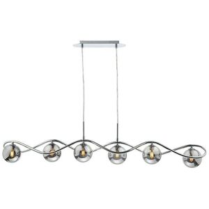 Dar Lighting Dar Lysandra 6 Light Bar Ceiling Pendant Light In Polished Chrome Finish with Smoked Glass - Chrome Dar Lighting Dar Lysandra 6 Light Bar Ceiling Pendant Light In Polished Chrome Finish with Smoked Glass - Chrome