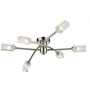 Dar Lighting Dar Morgan 6 Light Semi Flush Ceiling Fitting in Satin Chrome Finish - Silver/Clear Dar Lighting Dar Morgan 6 Light Semi Flush Ceiling Fitting in Satin Chrome Finish - Silver/Clear