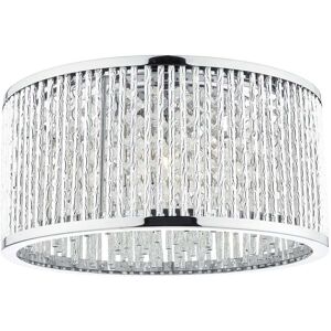 Dar Lighting Dar Nantes 3 Light Flush Ceiling Fitting In Polished Chrome And Aluminium Finish - Dar Lighting Dar Nantes 3 Light Flush Ceiling Fitting In Polished Chrome And Aluminium Finish -