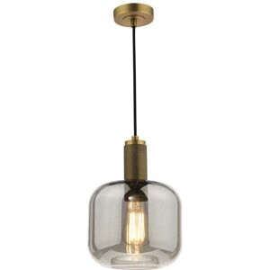 Dar Lighting Dar Nikolas Single Light Smoked Glass Ceiling Pendant In Natural Brass Finish - Dar Lighting Dar Nikolas Single Light Smoked Glass Ceiling Pendant In Natural Brass Finish -