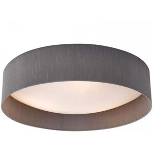 Dar Lighting Nysa 3 Light Grey Faux Silk Flush Ceiling Fitting Dar Lighting Nysa 3 Light Grey Faux Silk Flush Ceiling Fitting