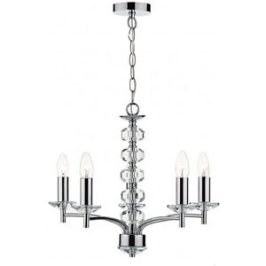 Dar Lighting Dar Oleana 5 Light Ceiling Pendant In Polished Chrome And Crystal Glass Finish - Silver/Clear Dar Lighting Dar Oleana 5 Light Ceiling Pendant In Polished Chrome And Crystal Glass Finish - Silver/Clear