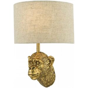 Dar Lighting Dar Raul Single Light Wall Fitting in Gold Effect Painted Finish Complete with Natural Linen Shade - Dar Lighting Dar Raul Single Light Wall Fitting in Gold Effect Painted Finish Complete with Natural Linen Shade -