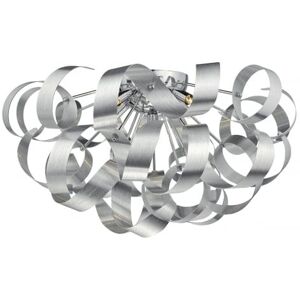 Dar Lighting Dar Rawley 5 Light Semi Flush Ceiling Fitting in Brushed Aluminium Metal Ribbons - Silver Dar Lighting Dar Rawley 5 Light Semi Flush Ceiling Fitting in Brushed Aluminium Metal Ribbons - Silver