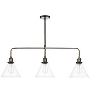 Dar Lighting Dar Ray 3 Light Ceiling Pendant In Antique Brass And Matt Black Finish - Black/White Dar Lighting Dar Ray 3 Light Ceiling Pendant In Antique Brass And Matt Black Finish - Black/White