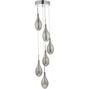 Dar Lighting Dar Seta 6 Light Cluster Ceiling Pendant In Polished Chrome Finish With Smoked Glass Shades - Dar Lighting Dar Seta 6 Light Cluster Ceiling Pendant In Polished Chrome Finish With Smoked Glass Shades -