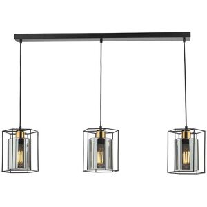 Dar Lighting Dar Tatum 3 Light Bar Ceiling Pendant Light In Matt Black Finish With Smoked Glass - Black Dar Lighting Dar Tatum 3 Light Bar Ceiling Pendant Light In Matt Black Finish With Smoked Glass - Black