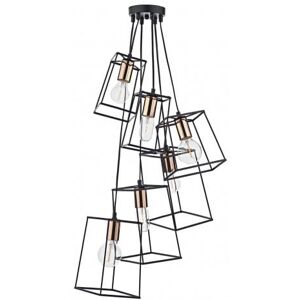 Dar Lighting Dar Tower 6 Light Ceiling Pendant In Matt Black And Copper Finish - Black/Copper Dar Lighting Dar Tower 6 Light Ceiling Pendant In Matt Black And Copper Finish - Black/Copper