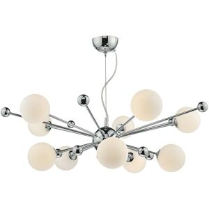 Dar Lighting Dar Ursa 10 Light Ceiling Pendant in Polished Chrome Finish with Opal Glass Shades - Dar Lighting Dar Ursa 10 Light Ceiling Pendant in Polished Chrome Finish with Opal Glass Shades -