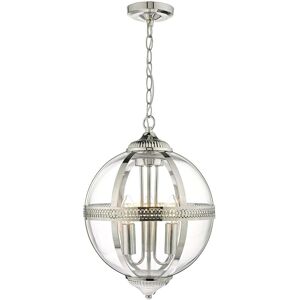Dar Lighting Dar Vanessa 3 Light Ceiling Pendant in Polished Nickel Finish with Glass - Dar Lighting Dar Vanessa 3 Light Ceiling Pendant in Polished Nickel Finish with Glass -