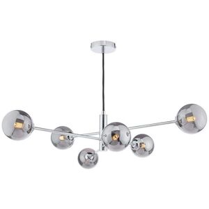 Dar Lighting Dar Vignette 6 Arm Ceiling Pendant Light In Polished Chrome with Smoked Glass - Chrome Dar Lighting Dar Vignette 6 Arm Ceiling Pendant Light In Polished Chrome with Smoked Glass - Chrome