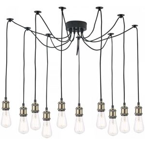 Dar Lighting Dar Waco 10 Light Ceiling Pendant in Antique Brass and Matt Black Finish - Dar Lighting Dar Waco 10 Light Ceiling Pendant in Antique Brass and Matt Black Finish -