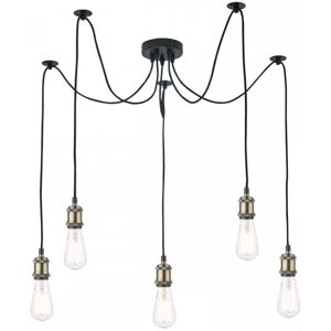 Dar Lighting Dar Waco 5 Light Ceiling Pendant in Antique Brass and Matt Black Finish - Dar Lighting Dar Waco 5 Light Ceiling Pendant in Antique Brass and Matt Black Finish -