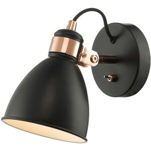 Dar Lighting Frederick Single Light Wall Fitting in Black Finish with Copper Metalwork - Dar Lighting Frederick Single Light Wall Fitting in Black Finish with Copper Metalwork -
