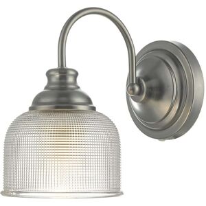 Dar Lighting Tack Single Light Wall Fitting in Antique Chrome Finish Complete with Textured Glass Shade - Dar Lighting Tack Single Light Wall Fitting in Antique Chrome Finish Complete with Textured Glass Shade -