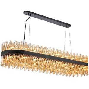 Discovery Lighting Detroit 1500 Glass Bar Ceiling Pendant Light - Satin Black with Amber Glass - Discovery Lighting Detroit 1500 Glass Bar Ceiling Pendant Light - Satin Black with Amber Glass -