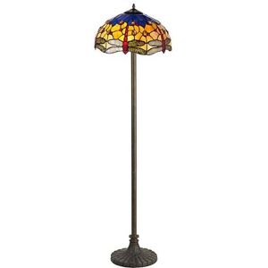 Discovery Lighting Morris 2 Light Floor Lamp In Antique Brass Finish With 40cm Dragonfly Blue Tiffany Shade - Discovery Lighting Morris 2 Light Floor Lamp In Antique Brass Finish With 40cm Dragonfly Blue Tiffany Shade -