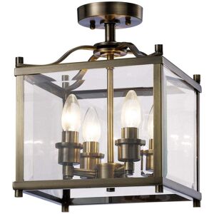 Diyas Aston 4 Light Semi Flush Ceiling Lantern in Antique Brass Finish - Diyas Aston 4 Light Semi Flush Ceiling Lantern in Antique Brass Finish -
