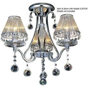 Diyas Bianco 3 Light Semi Flush Ceiling Fitting in Polished Chrome Finish with Asfour Crystals - Diyas Bianco 3 Light Semi Flush Ceiling Fitting in Polished Chrome Finish with Asfour Crystals -