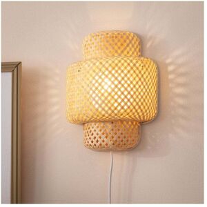 Iluzzia E2059 Iluzzia Nagua Single Light Bamboo Flush Wall Fitting with Plug in Natural Finish - Iluzzia E2059 Iluzzia Nagua Single Light Bamboo Flush Wall Fitting with Plug in Natural Finish -