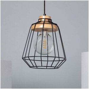 Edit Lighting Edit Renner Single Light Ceiling Pendant in Black & Wood Finish - Edit Lighting Edit Renner Single Light Ceiling Pendant in Black & Wood Finish -
