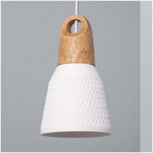 Edit Lighting Edit Retilles Single Light Ceiling Pendant In White & Wood Finish - Edit Lighting Edit Retilles Single Light Ceiling Pendant In White & Wood Finish -