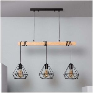 Edit Lighting Edit Sardo 3 Light Bar Ceiling Pendant In Black & Wood Finish - Edit Lighting Edit Sardo 3 Light Bar Ceiling Pendant In Black & Wood Finish -