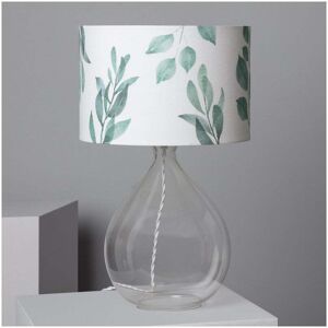 Edit Lighting Edit Verdy Single Light Clear Glass Table Lamp With White and Green Fabric Shade - Edit Lighting Edit Verdy Single Light Clear Glass Table Lamp With White and Green Fabric Shade -