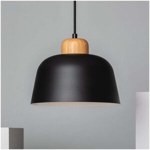 Edit Lighting Edit Wawak Single Light Ceiling Pendant Fitting in Black Finish with Wood Detail - Edit Lighting Edit Wawak Single Light Ceiling Pendant Fitting in Black Finish with Wood Detail -