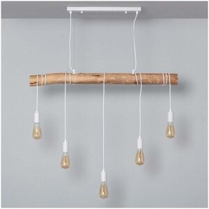 Edit Lighting Edit Yagis Wood 5 Light Bar Ceiling Pendant in Natural Wood and White Finish - Edit Lighting Edit Yagis Wood 5 Light Bar Ceiling Pendant in Natural Wood and White Finish -