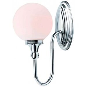 Elstead Lighting Elstead Blake Single Light Bathroom Wall Fitting with a Globe-Shaped Opal Glass Shade - Silver/Clear Elstead Lighting Elstead Blake Single Light Bathroom Wall Fitting with a Globe-Shaped Opal Glass Shade - Silver/Clear