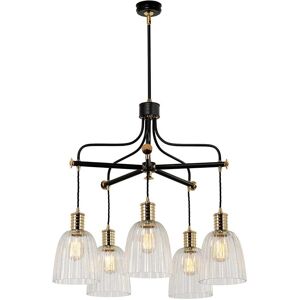 Elstead Lighting Elstead Douille 5 Light Ceiling Chandelier in Black and Polished Brass Finish - Elstead Lighting Elstead Douille 5 Light Ceiling Chandelier in Black and Polished Brass Finish -