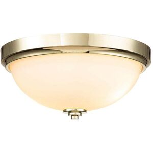 Feiss Malibu 2 Light Bathroom Flush Ceiling Fitting in Polished Brass Finish With Opal Glass - Feiss Malibu 2 Light Bathroom Flush Ceiling Fitting in Polished Brass Finish With Opal Glass -