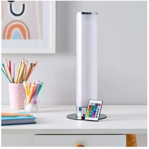 Glow Galaxy Cylinder Colour Changing LED Table Lamp with Remote Control In Chrome Finish - Glow Galaxy Cylinder Colour Changing LED Table Lamp with Remote Control In Chrome Finish -