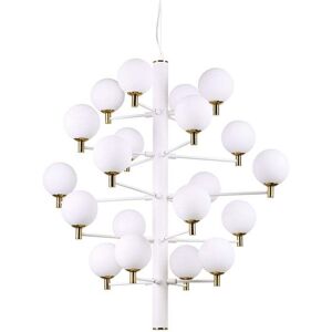 Ideal Lux Copernico 20 Light Chandelier in White & Brass Finish - Ideal Lux Copernico 20 Light Chandelier in White & Brass Finish -