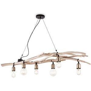 Ideal Lux Driftwood 6 Light Bar Pendant in a Wood Finish - Ideal Lux Driftwood 6 Light Bar Pendant in a Wood Finish -