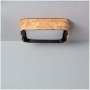 Iluzzia Dari Square 15W Colour Selectable LED Flush Ceiling Light In Black & Wood Finish - Iluzzia Dari Square 15W Colour Selectable LED Flush Ceiling Light In Black & Wood Finish -